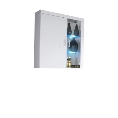 ITABUNA függő vitrin RGB LED viágítással - fehér / fényes fehér