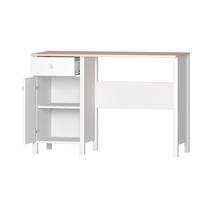 LEGUAN íróasztal bővítménnyel - fehér / rózsaszín