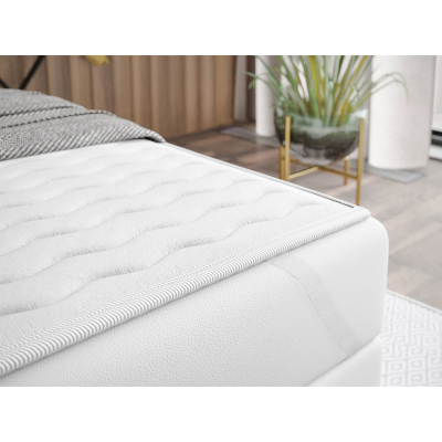 Boxspring franciaágy LED világítással 180x200 GALWAY - fekete ökobőr + INGYENES topper