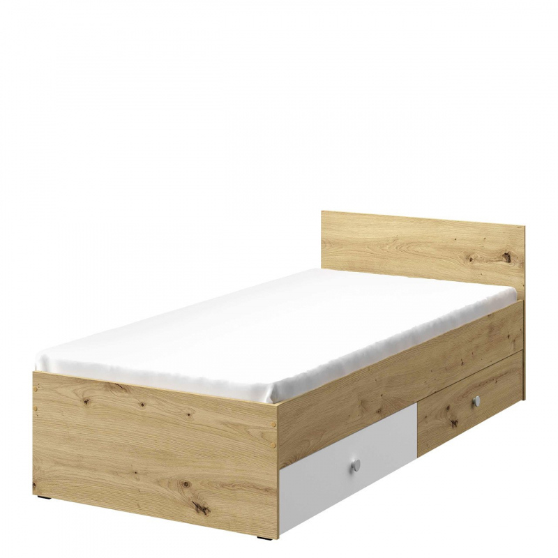 Ágy diákszobába 90x200 CHIMA - artisan tölgy / fehér
