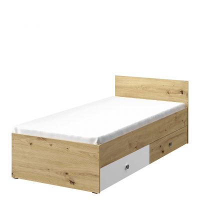 CHIMA ágy diákszobába 90x200 - artisan tölgy / fehér / szürke