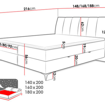 TALLOW kontinentális franciaágy 180x200 - bézs + INGYENES topper