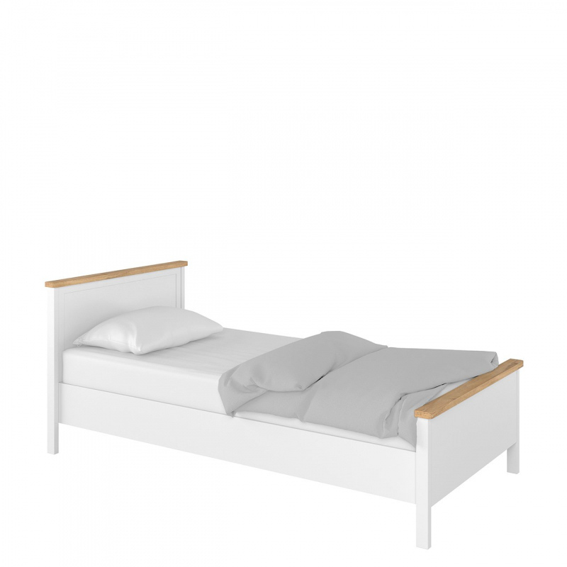 MABARUMA egyszemélyes ágy ágyráccsla és matraccal 90x200 - fehér / nash tölgy
