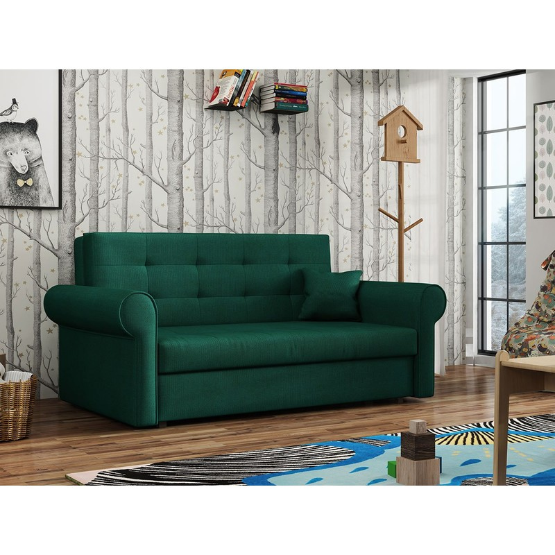 BELA SILVER 3 kinyitható kanapé tárolóhelyekkel - zöld