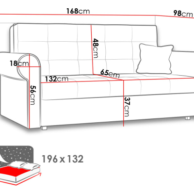 BELA SILVER 3 kinyitható kanapé tárolóhelyekkel - világosszürke