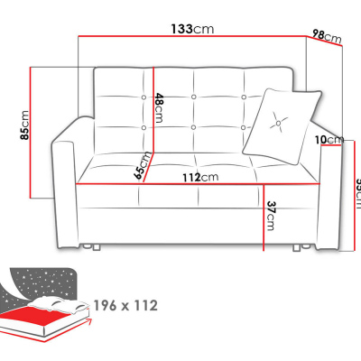 BELA LUX 2 kinyitható kanapé - fekete