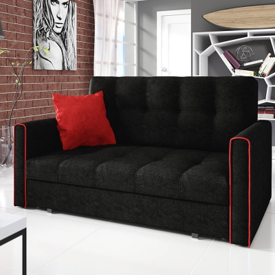 BELA 3 kinyitható kanapé tárolóhelyekkel - fekete/ piros