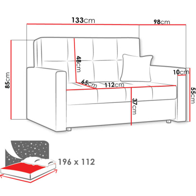 BELA 2 kinyitható kanapé tárolóval - szürke / kék