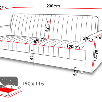 SICARE kinyitható kanapé tárolóhellyel - sötétszürke