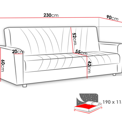 ZULIAM kinyitható kanapé tárolóhellyel - szürke