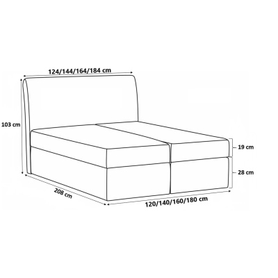 ISAR boxspring ágy steppelt fejtámlával - 180x200, bézs + INGYENES topper