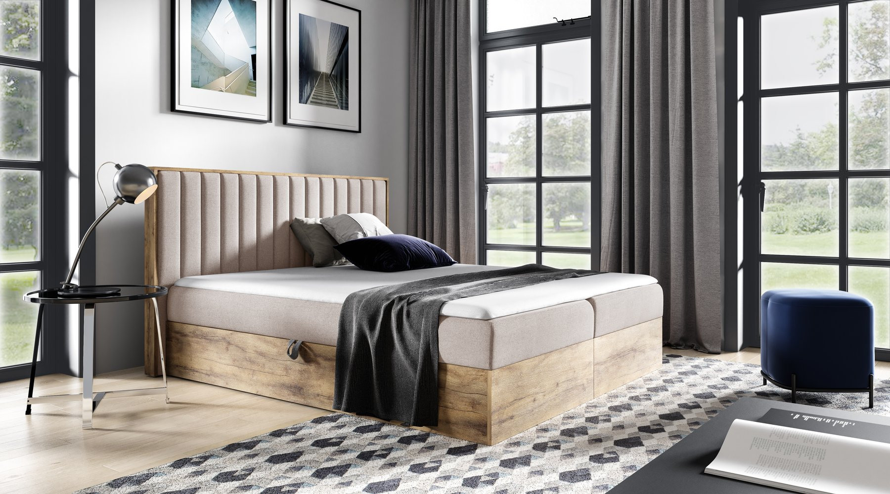 CHANTELLE 4 boxspring ágy - 180x200, bézs + INGYENES topper