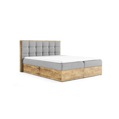 ALOIS 1 boxspring ágy - 160x200, világosszürke + INGYENES topper