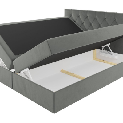 TIBOR boxspring ágy - 140x200, sárga + INGYENES topper