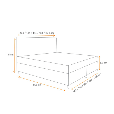 BRIGITA boxspring ágy tárolóval - 160x200, sárga + INGYENES topper