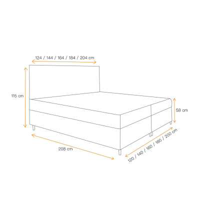 BRIGITA boxspring ágy tárolóhellyel - 160x200, régirózsaszín + INGYENES topper