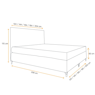 SHANNON boxspring ágy - 180x200, zöld + INGYENES topper