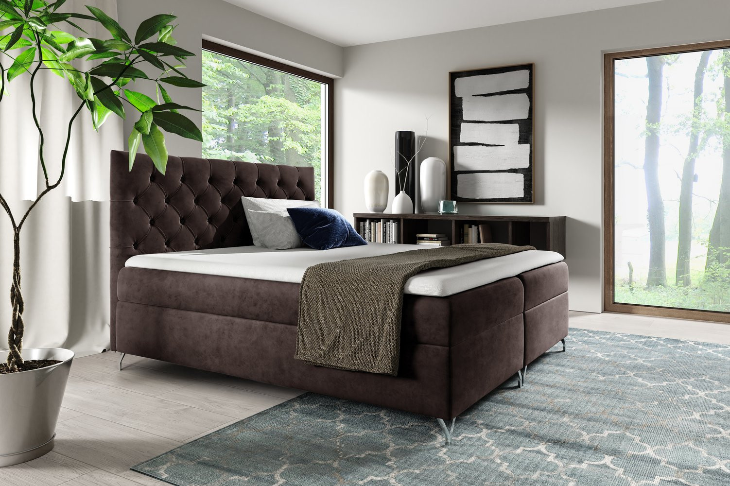 SHANNON boxspring ágy - 160x200, barna 1 + INGYENES topper