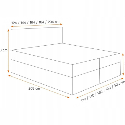 EUGENA boxsring ágy steppelt fejtámlával - 200x200, bézs + INGYENES tető