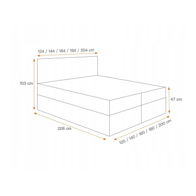 EUGENA boxsring ágy steppelt fejtámlával - 200x200, bézs + INGYENES tető