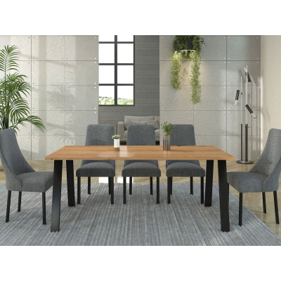 KLEAN 4 ipari stílusú étkezőasztal - artisan tölgy / fekete matt