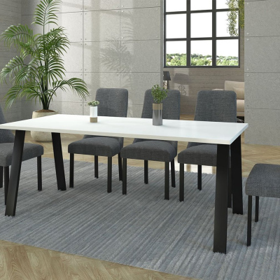 KLEAN 4 ipari étkezőasztal - fehér / matt fekete 