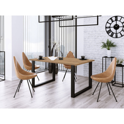 IMPER 4 négyzet alakú étkezőasztal - lancelot tölgy / fekete matt