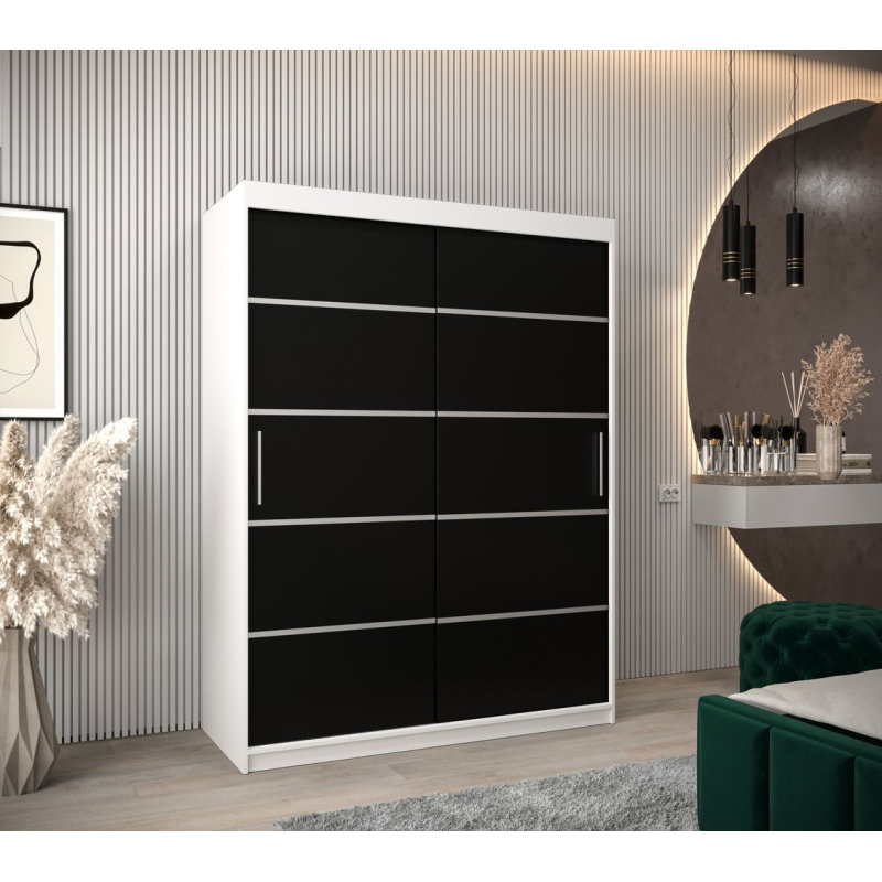 ENNI ruhásszekrény - szélesség 150 cm, fehér / fekete