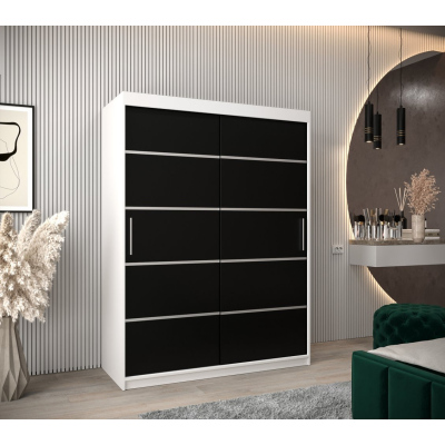 ENNI ruhásszekrény - szélesség 150 cm, fehér / fekete