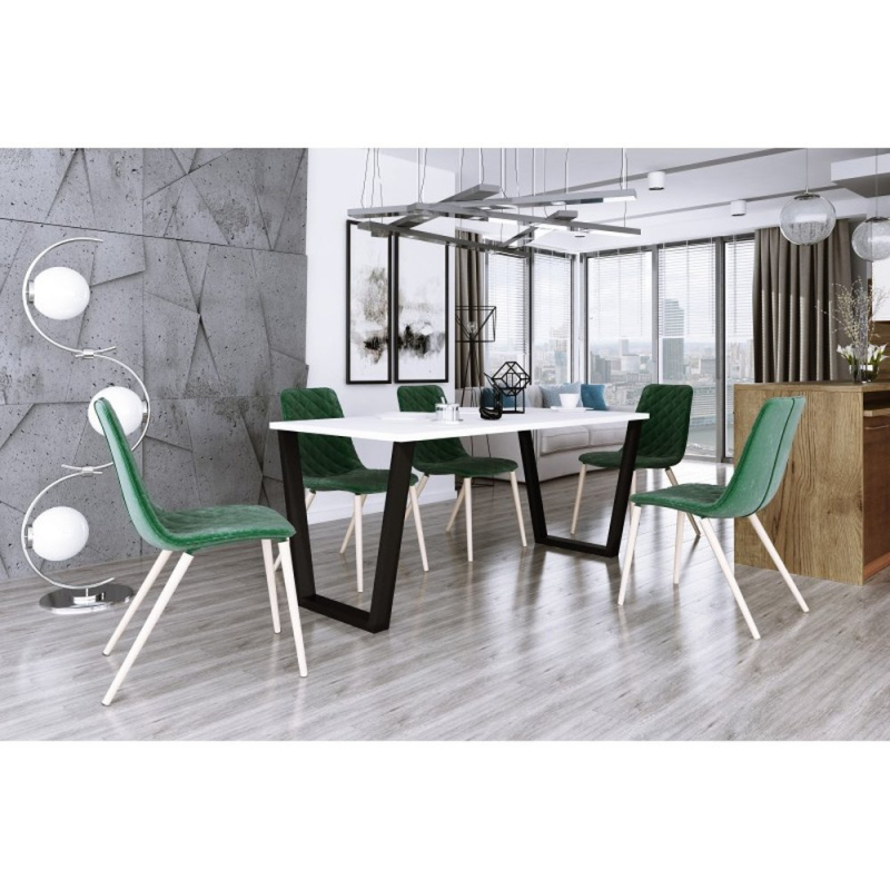 CISAR 2 étkezőasztal - fehér / matt fekete 