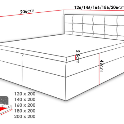 CLARA boxspring franciaágy 180x200 - fehér ökobőr + INGYENES topper