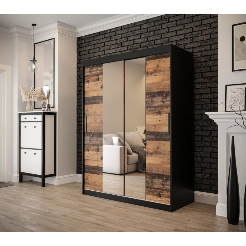ORISA 2 kétajtós szekrény - szélesség 150 cm, fekete / régi stílusú