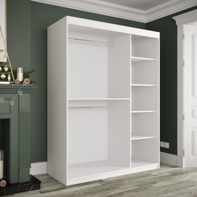 MAREILLE 1 tolóajtós gardróbszekrény - szélesség 150 cm, fehér / fehér márvány