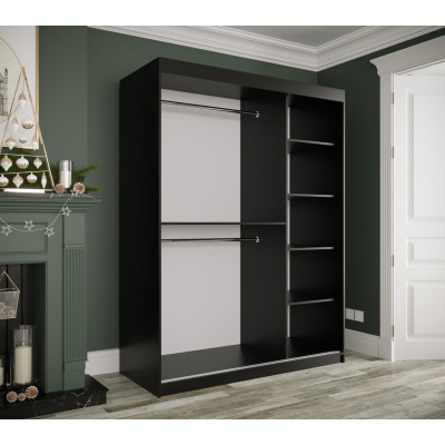 MAREILLE 1 tolóajtós gardróbszekrény - szélesség 150 cm, fekete / fehér márvány