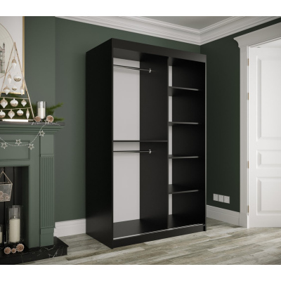 MAREILLE 1 tolóajtós gardróbszekrény - szélesség 120 cm, fekete / fekete márvány