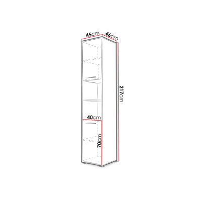 CELENA 3 magas szekrény - 45 cm széles, csillogó fehér