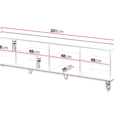 CRATO TV asztal 200 cm - fehér