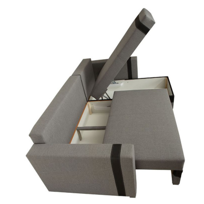 BOKEL összecsukható sarokkanapé - bézs műbőr / barna