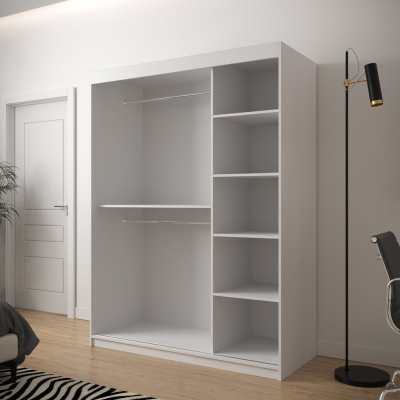 JANETTE 3 grafikával és tükörrel ellátott szekrény - szélesség 150 cm, fehér