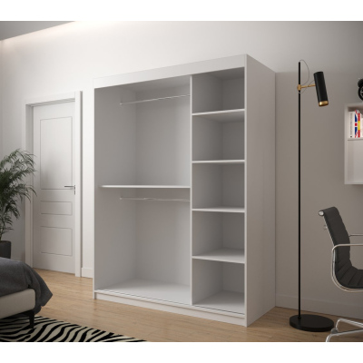 JANETTE 2 grafikás ruhásszekrény - szélesség 150 cm, fehér