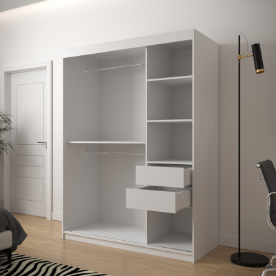 JANETTE 2 grafikás ruhásszekrény - szélesség 150 cm, fehér
