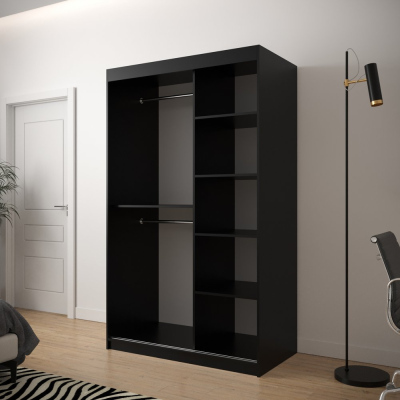 JANETTE 2 grafikás ruhásszekrény - szélesség 120 cm, fekete / fehér