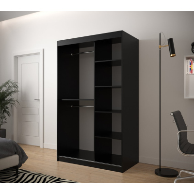 JANETTE 2 grafikás ruhásszekrény - szélesség 120 cm, fekete / fehér