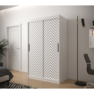 JANETTE 2 grafikás ruhásszekrény - szélesség 120 cm, fehér