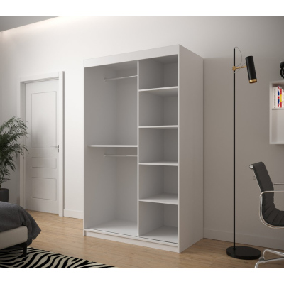 JANETTE 2 grafikás ruhásszekrény - szélesség 120 cm, fehér