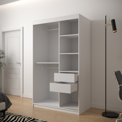 JANETTE 2 grafikás ruhásszekrény - szélesség 120 cm, fehér