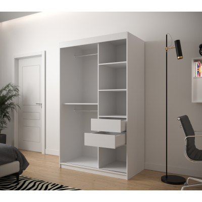 JANETTE 2 grafikás ruhásszekrény - szélesség 120 cm, fehér