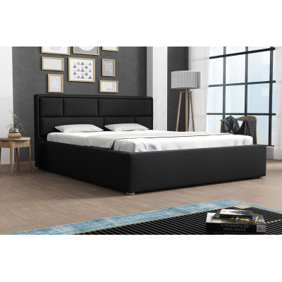 Franciaágy tárolóhellyel és ágyrácsos alappal 140x200 IVENDORF 2 - fekete
