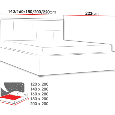 Franciaágy tárolóhellyel és ágyrácsos alappal 140x200 IVENDORF 2 - sötétkék