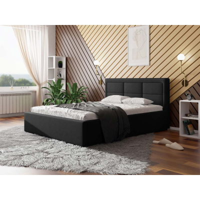 Franciaágy tárolóhellyel és ágyrácsos alappal 140x200 PALIGEN 2 - fekete